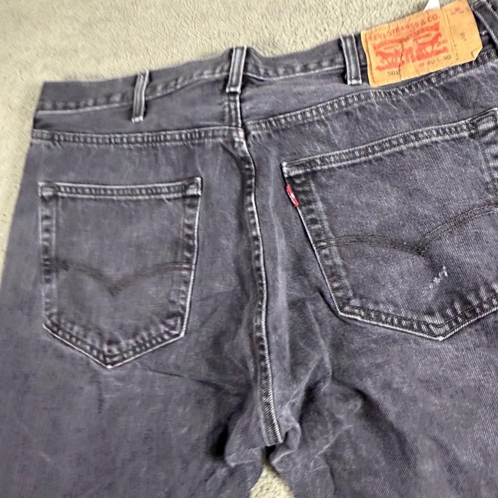 Levis 501 Original Fit Mens Jeans Faded Black Straight Leg Denim 40x30 9086